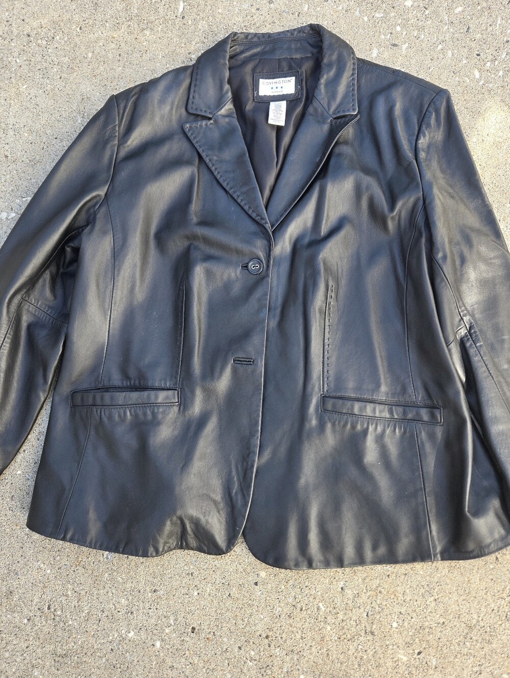 Vintage Covington Black Leather Blazer Jacket 16/18W